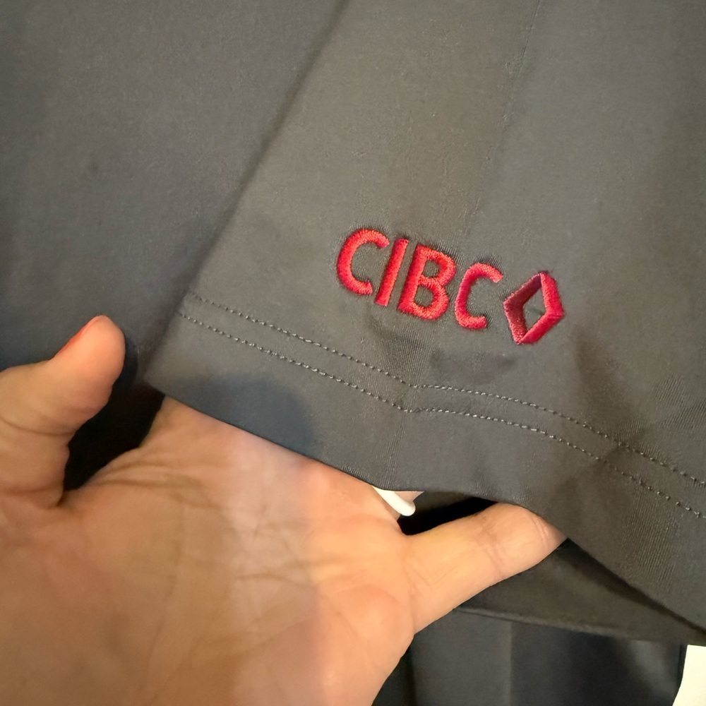 Peter Millar Gray Polo Shirt Classic Style CIBC Logo on sleeve - Picture 6 of 7